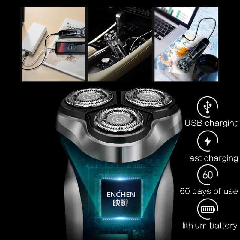 ENCHEN Blackstone Electrical Rotary Shaver for Men 3D Floating Washable Type-C USB Rechargeable Shaving Beard hine G250713