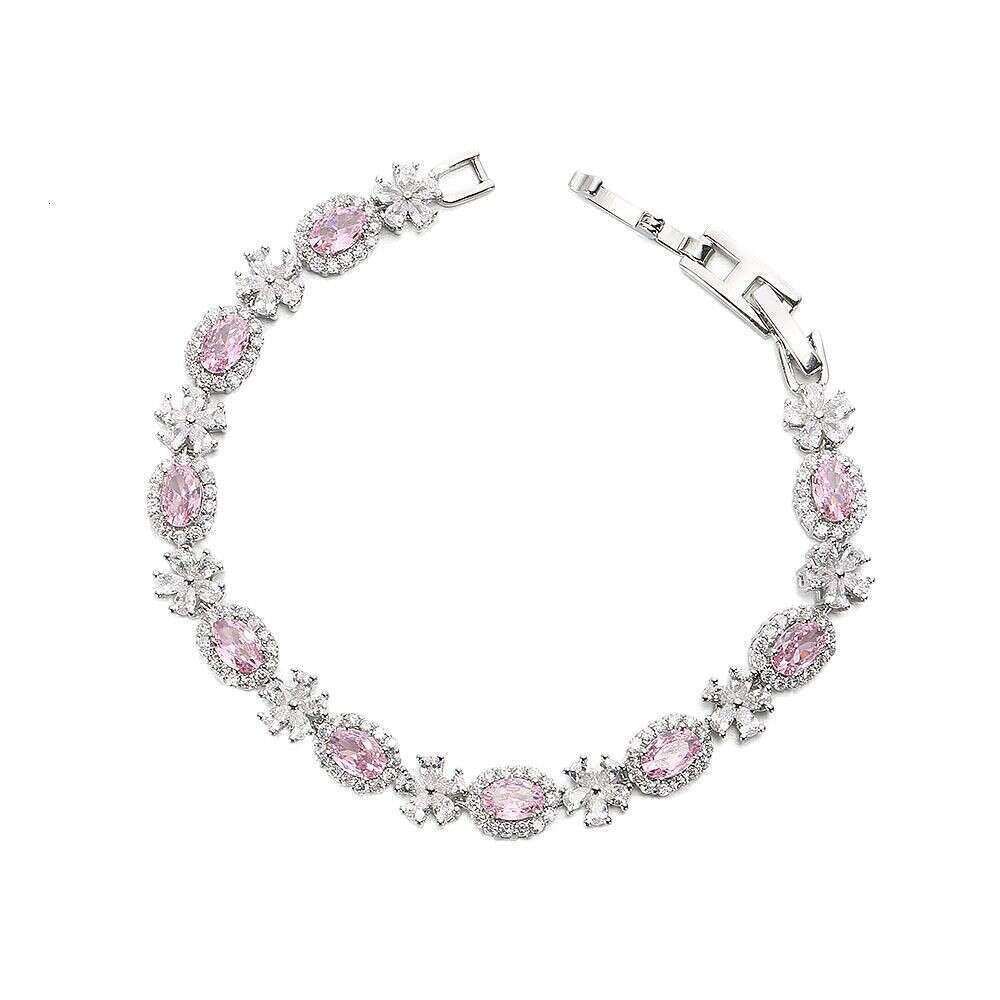 Hot Luxury jewelry designer bracelet gold silver bracelet flower multicolour moissanite fashionable high-end Roman minimalist zircon bracelet tassel b