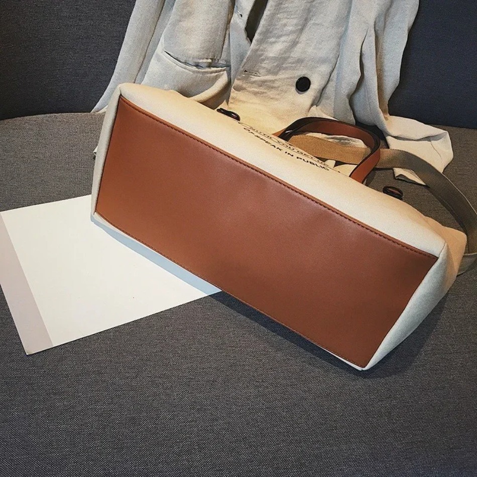 New New Korean Edition INS High Capacity Canvas Tote Bag Casual Student One Shoulder Crossbody Handbag 2025