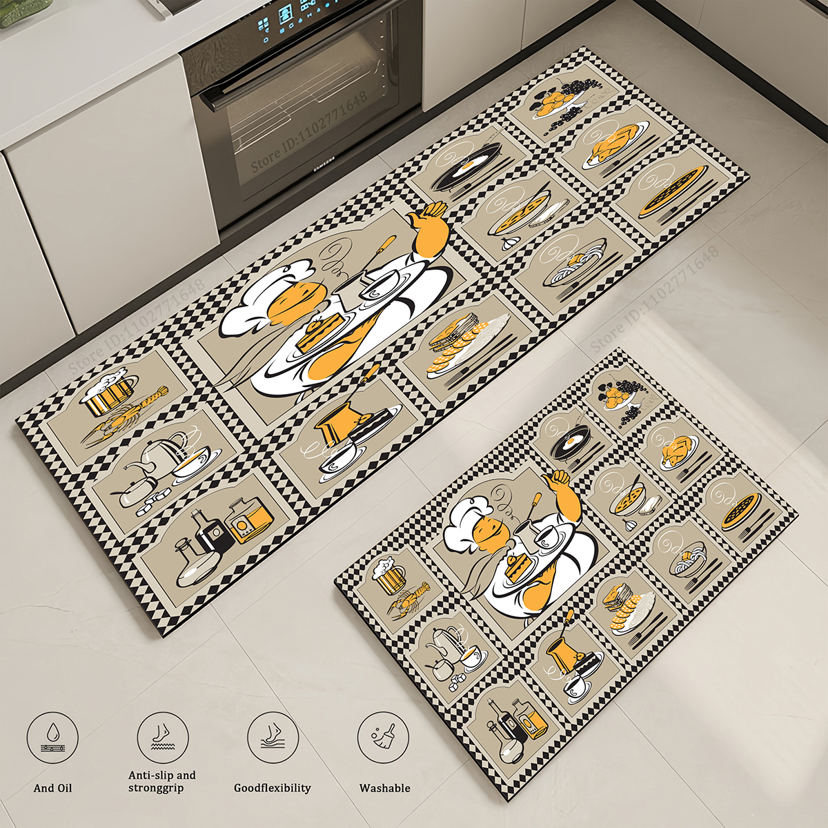 Kitchen Corner Cartoon Chef Pattern Absorbent Entrance Doormats Non-Slip Carpet Living Room Long Large Washable Mat Home Decor H260226