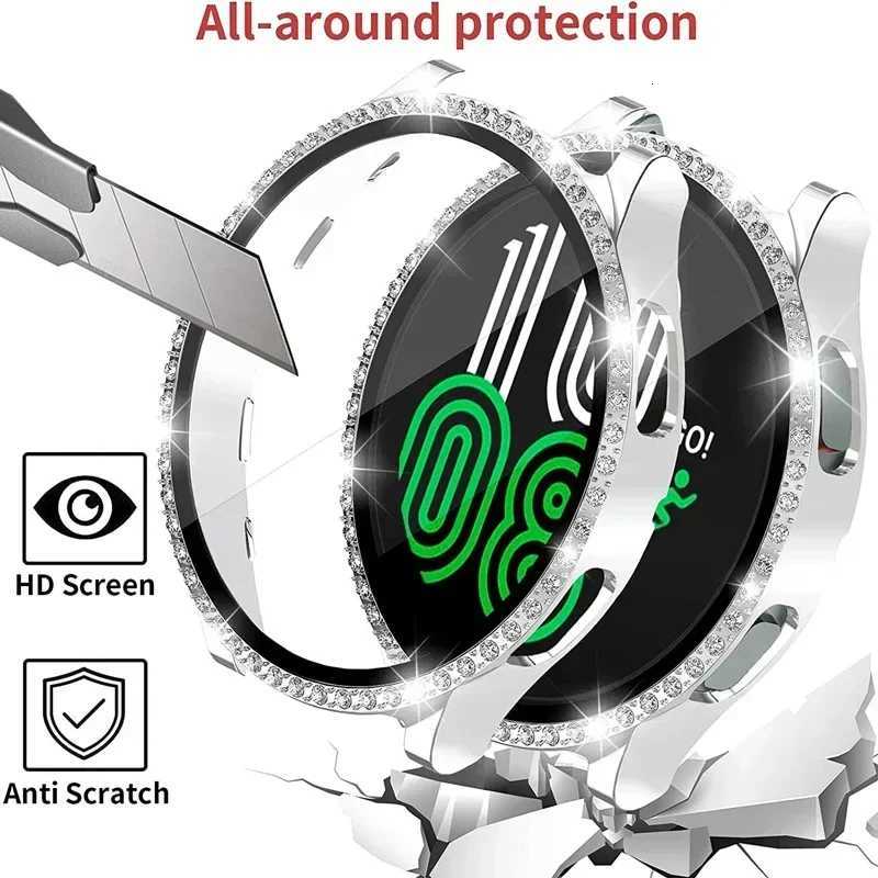 Bling Case+Bracelet for Samsung Galaxy 7 6 5 4 40 44mm Metal Cowboy Chain Screen Protector Galaxy 4 5 6 7 Band watchband Y250712