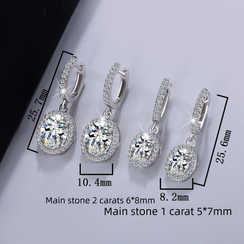 Moissanite S925 sterling silver classic egg shaped earrings with irregular Moissanite diamond earrings for women's fashionable high-end ear acces