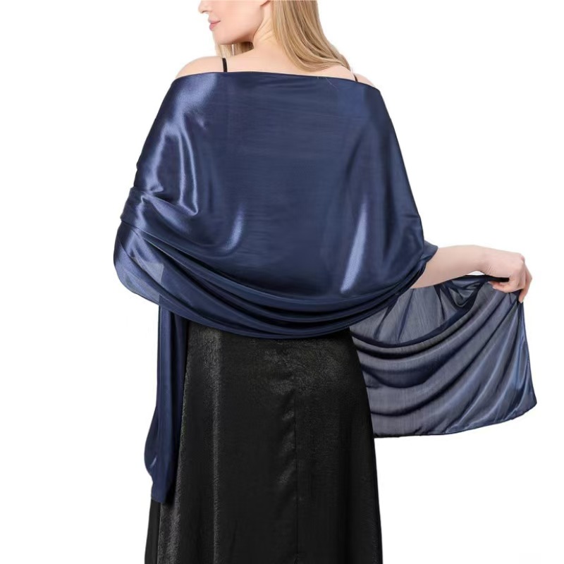 K1320 Satin Silky Glossy Shawl Satin Evening Banquet Elegant Decoration Women's Scarf Beach Party Gathering Wholesale