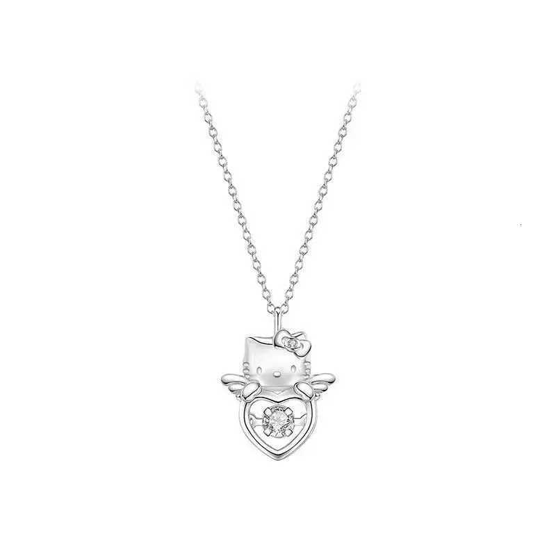 Sanrio Cartoon Sanrio Hello Kitty Crystal Pendant Necklace Adjustable Size Alloy Collarbone Chain Female Fashion Accessories Gift w250716