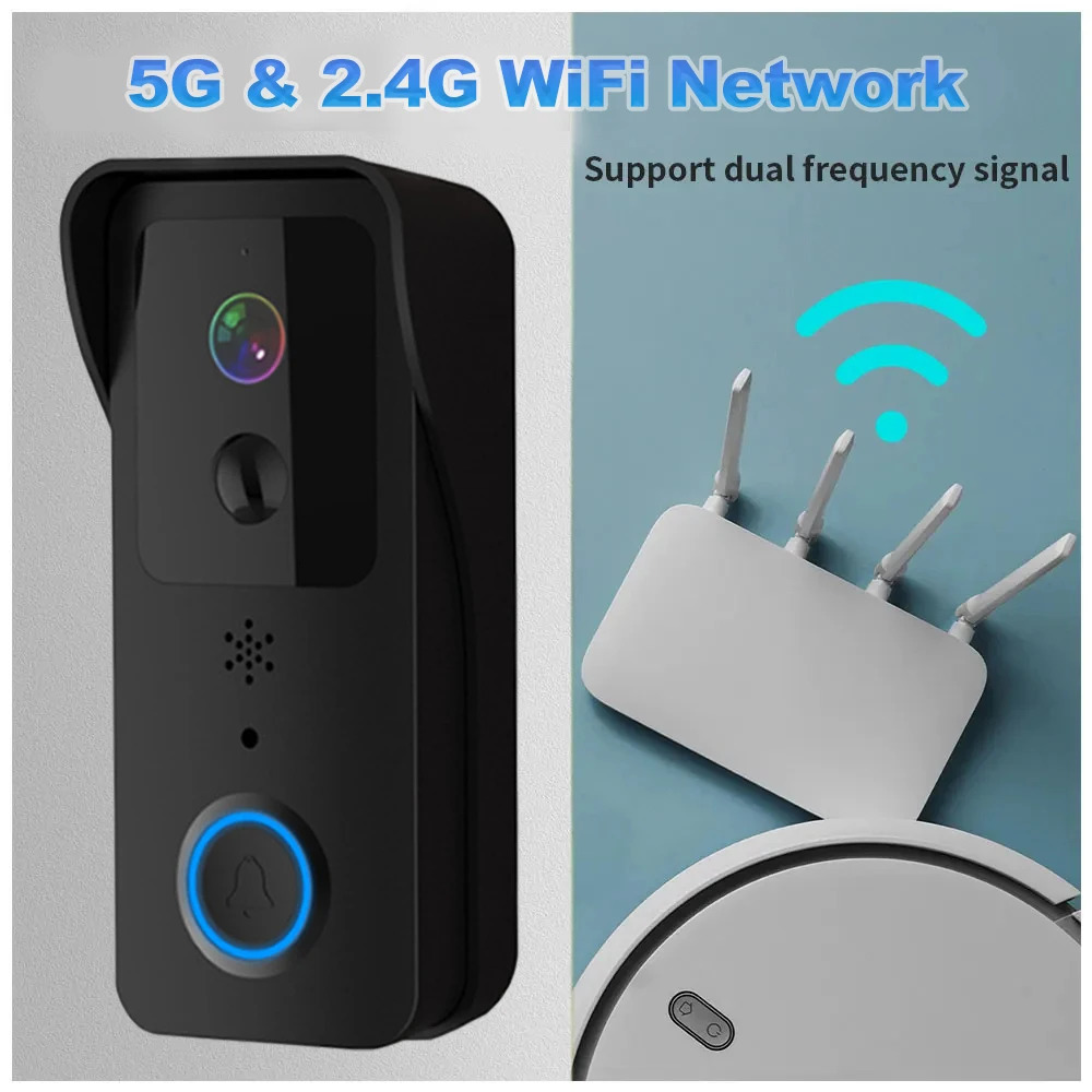 5G 2.4G WiFi Video Doorbell 1080P Tuya Smart Outdoor Wireless Intercom Waterproof Wireless Camera with AC/DC Power Ringing Bell 250709ww