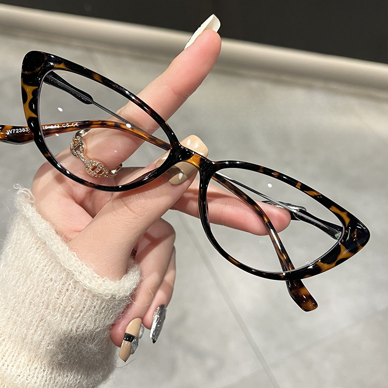 Designer Luxury Eyewear, Street Style High Cat-eye Women's Prescription Eyewear, Men's Hot-selling Cool Leopard Print Travel And Cycling Eye
