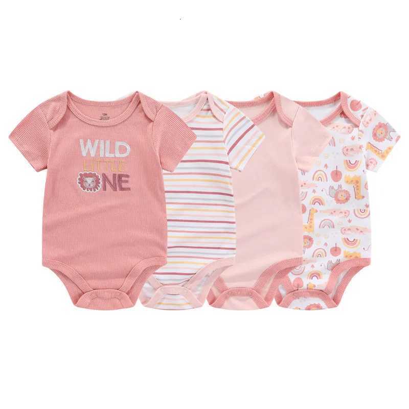 4pcs Fashion Short Sleeve Baby Boy Girl Bodysuit 100% Cotton Newborn Boy Girl Clothes XJ250712