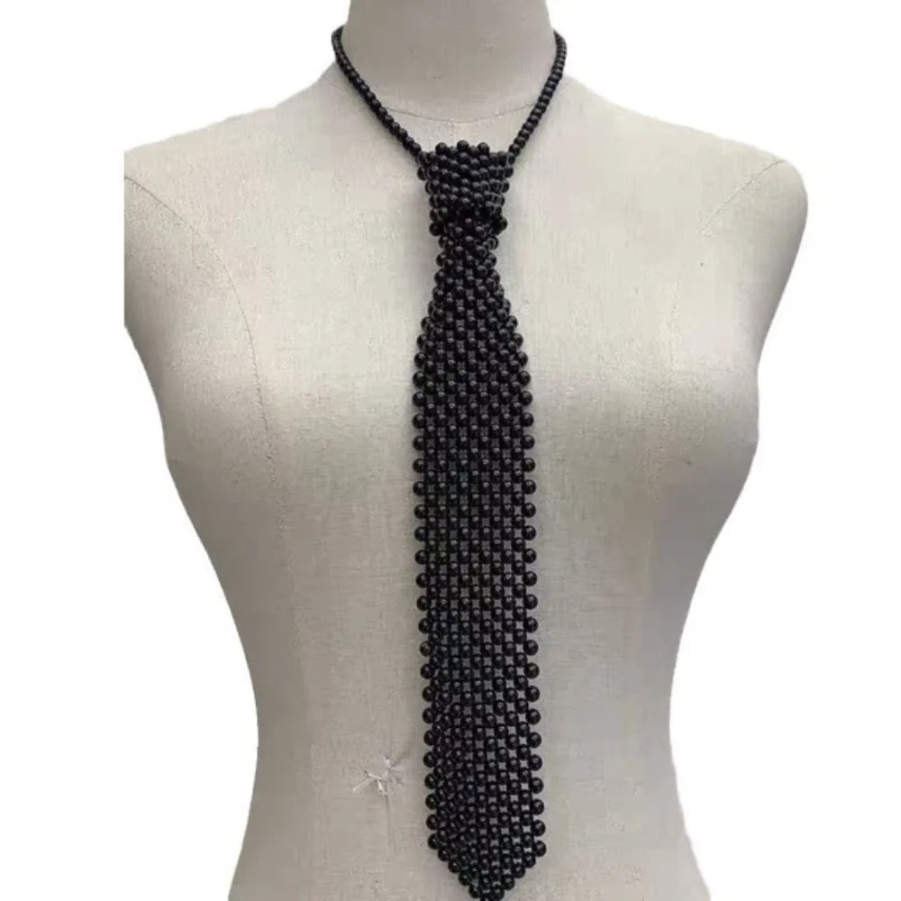 Fashion Elegant Shirt Tie Weaving Beaded Retro Women Necktie Female Collar Neckwear 250711