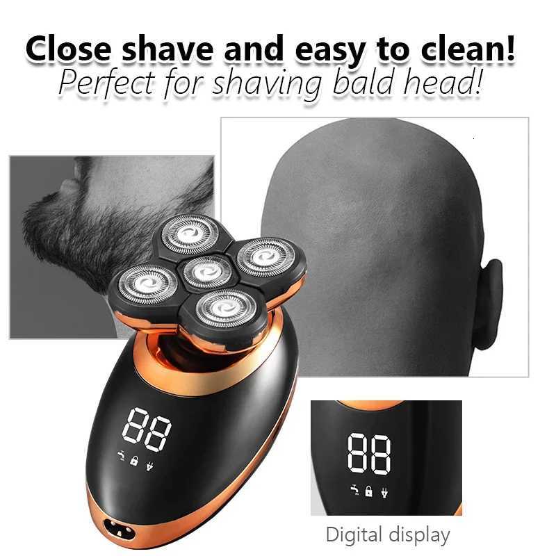 100% Waterproof Electric Shaver Razor for Men Beard Hair Trimmer Rechargeable Bald Shaving Machine LCD Display Groing Kit G250712
