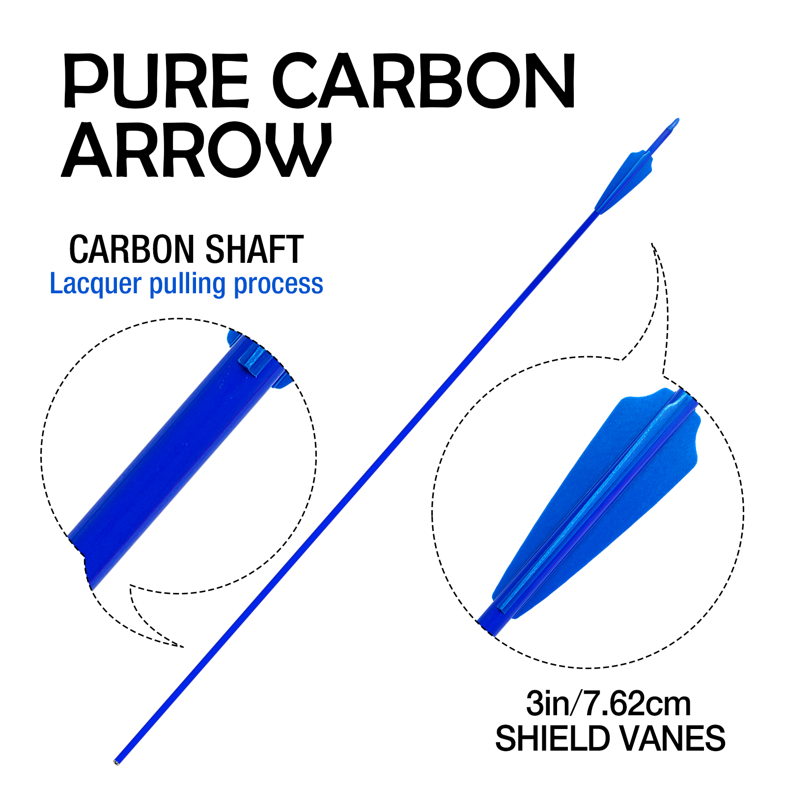31inch Targeting Arrows Without Arrowheads Spine250-600 Carbon Fiber Archery Arrows 6.2mm Practice Arrows for Recurve Bow and Compound Bow (Pack of 12