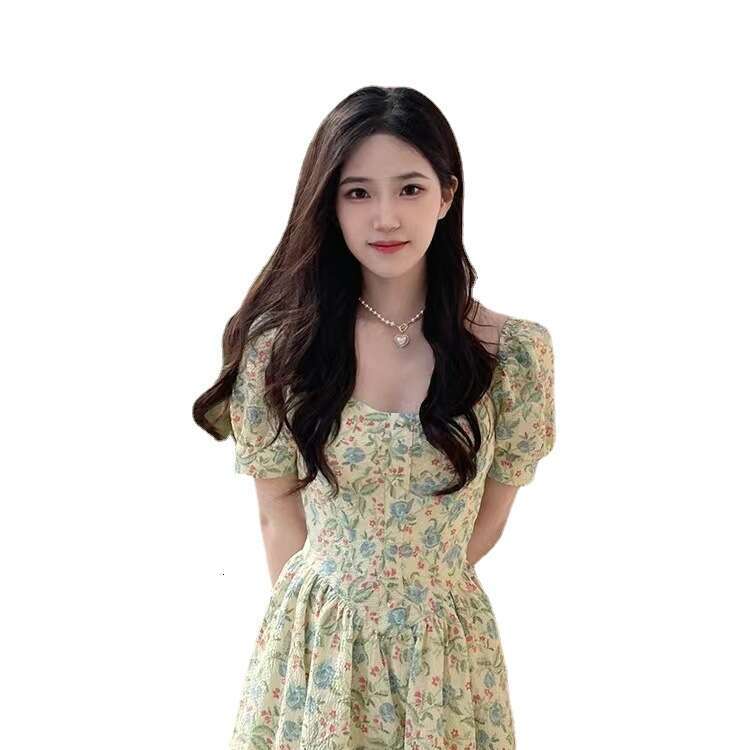 Plus Size Women's Summer For Chubby Women, French Elegant Socialite Long Dress, Slimming High-End Mori Style Floral Dress B5