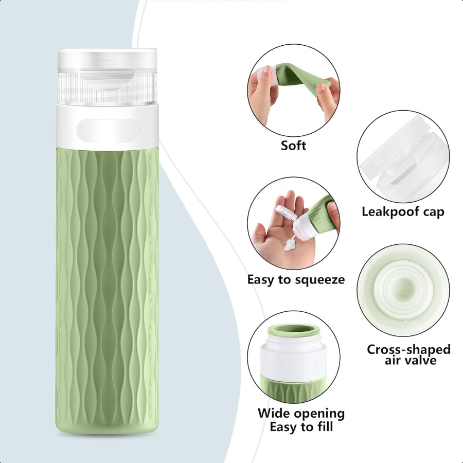 Travel Bottles for Toiletries TSA Approved 3.4oz Travel Size Containers BPA Free Leak Proof Silicone Traveling Bottles Refillab