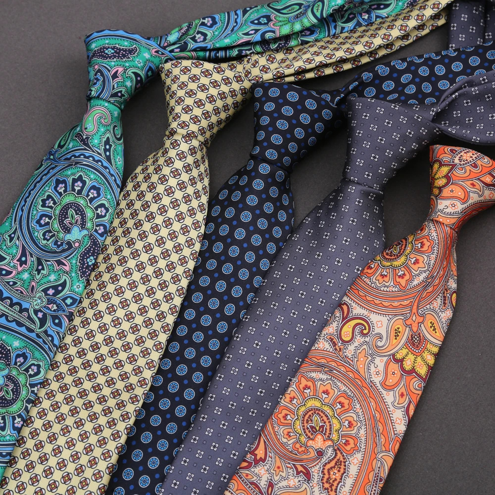 8CM Printing Ties For Men Necktie Paisley Floral Scarf Tie For Groom Business Wedding Party 250711