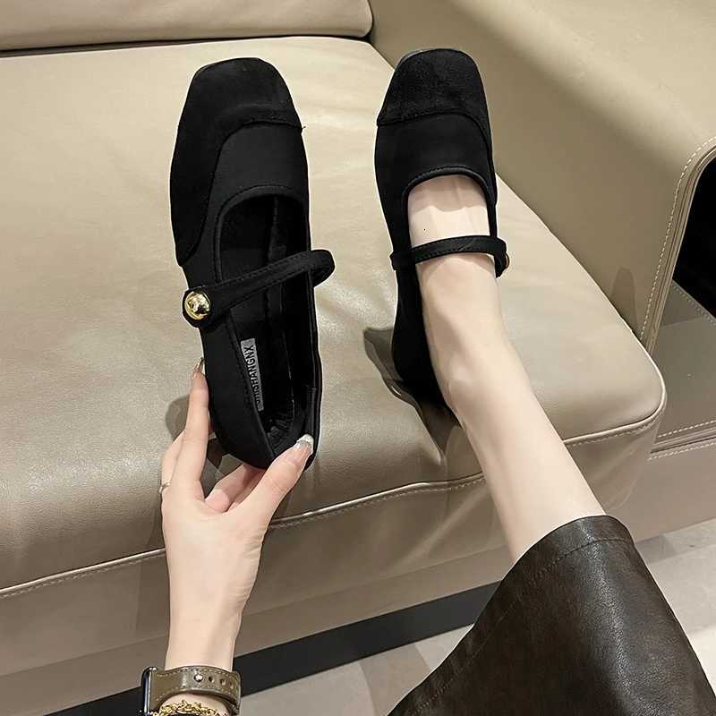 Elegant Mary Janes Flats Shoes Women Black Buckle Strap Shallow Casual Ballet Shoes Ladies Spring Autumn Canvas Loafers 2023 XJ250712