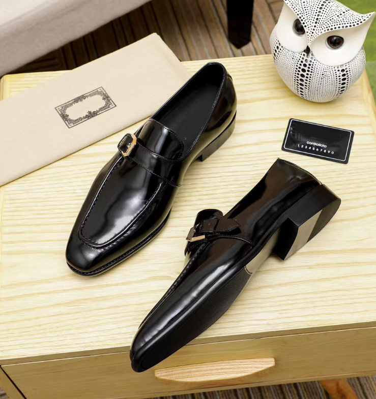 Designer Shoes Men's Genuine Leather Dress Shoes Slip-On Business Loafers for Office&Formal Wear|Lightweight Flat Sole Breathable&Comfortable