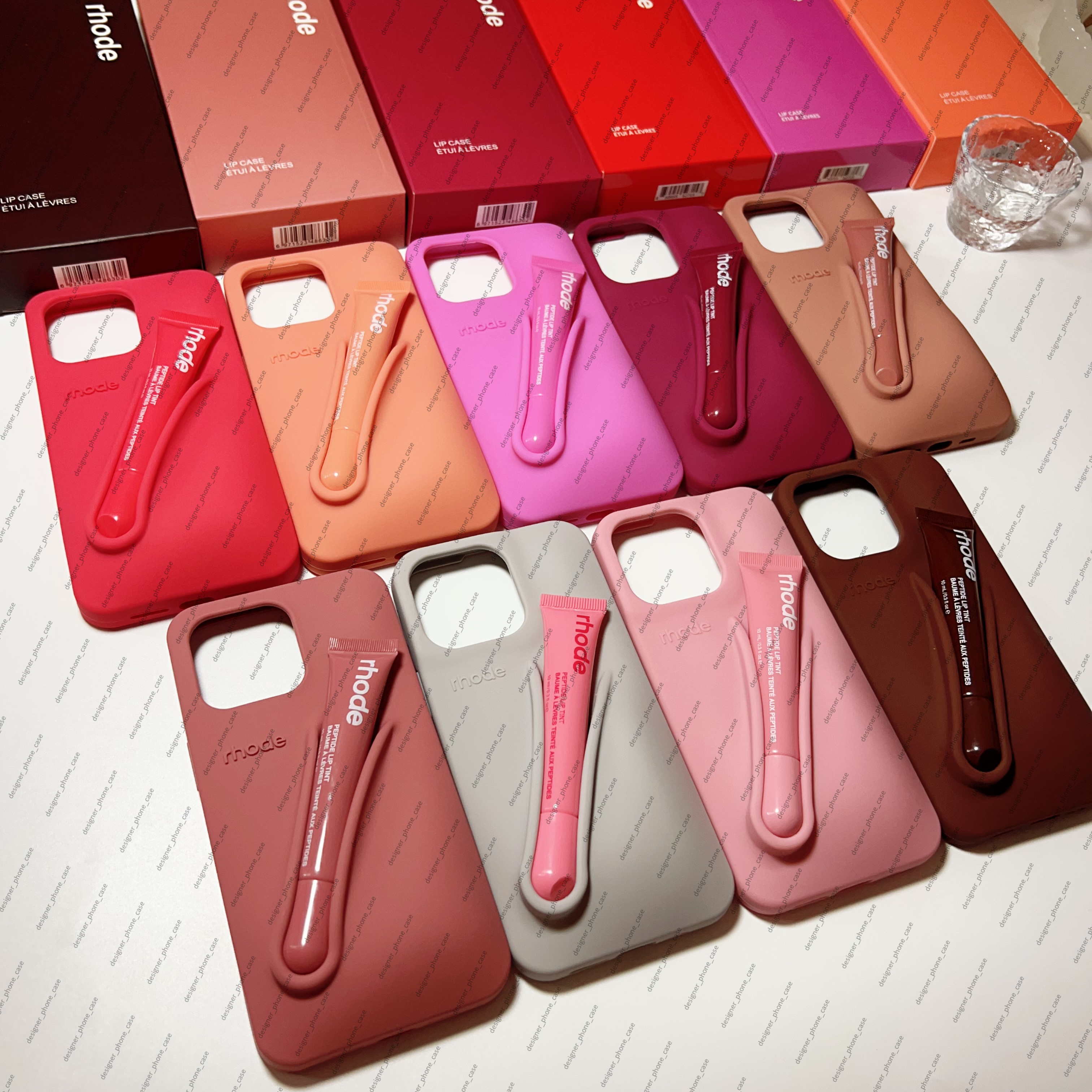 Rhode phone case Lipstick Portable Case Lip Gloss Lipstick Lip Balm 3D Make-Up Silicone Phone Case for iPhone 16 15 14 13 12 Pro Max Holder Cover