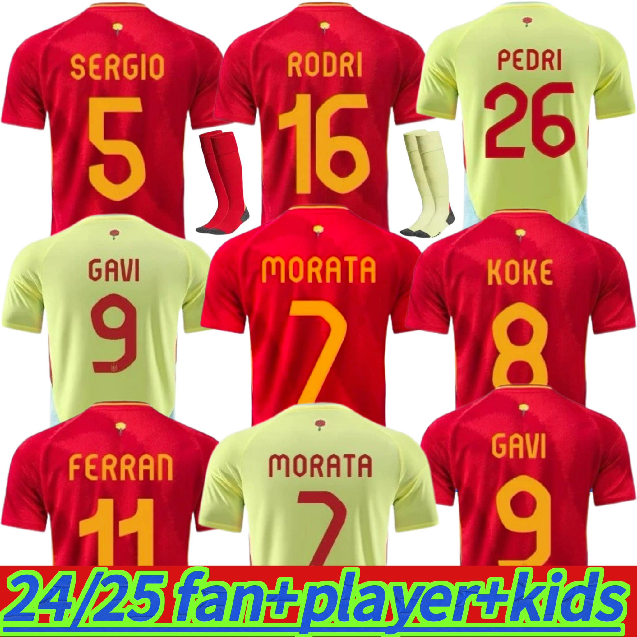 25 26 soccer jerseys 2024 2025 2026 men kids kits PEDRI Espana MORATA FERRAN GAVI LAMINE YAMAL M.LLORENTE ANSU FATI CARVAJAL OLMO fans Player football shirts