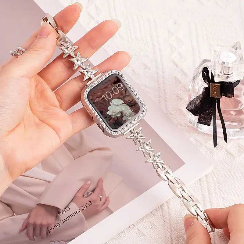 Slim Metal Band for ple Girls Strap 49 45 44 42 46 40 41mm Bling Diamond Bracelet Jewelry Star Str for i S10 9 8 watchband Y250712