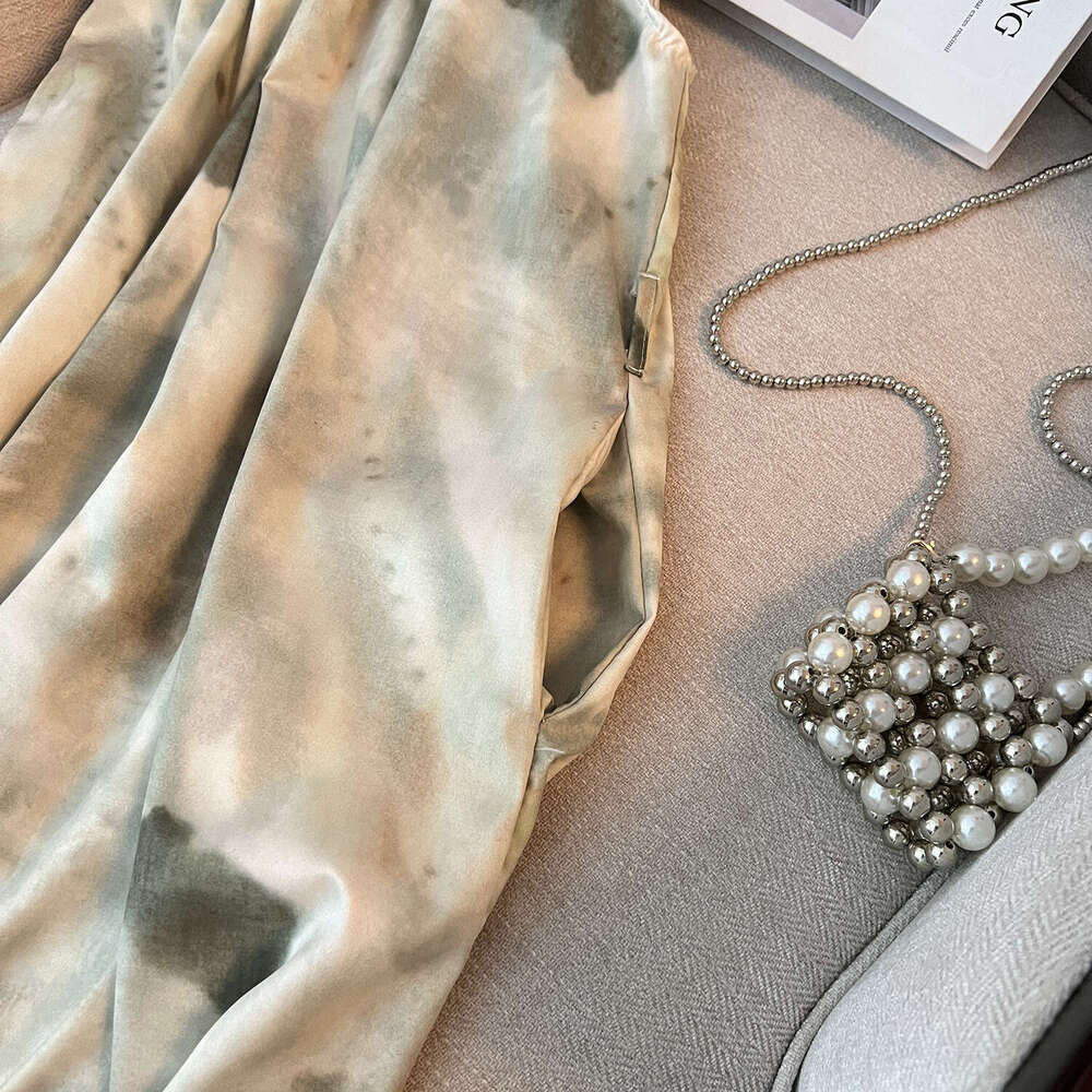 New Chinese Sleeveless Gradient Print Halter Women's Summer Beach Romantic Vacation Style Elegant Long Dress B5