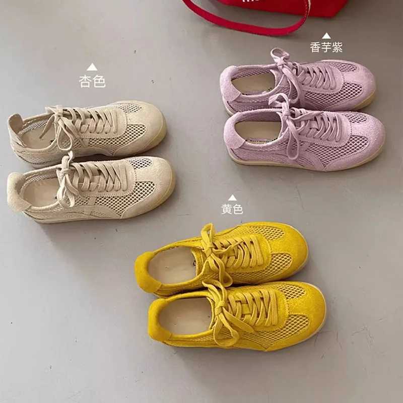 Womens Sneakers New Training Shoes Woman Breathable Net Lace Up Sport Running Shoe Hollow Out Flat Shoes XJ250712