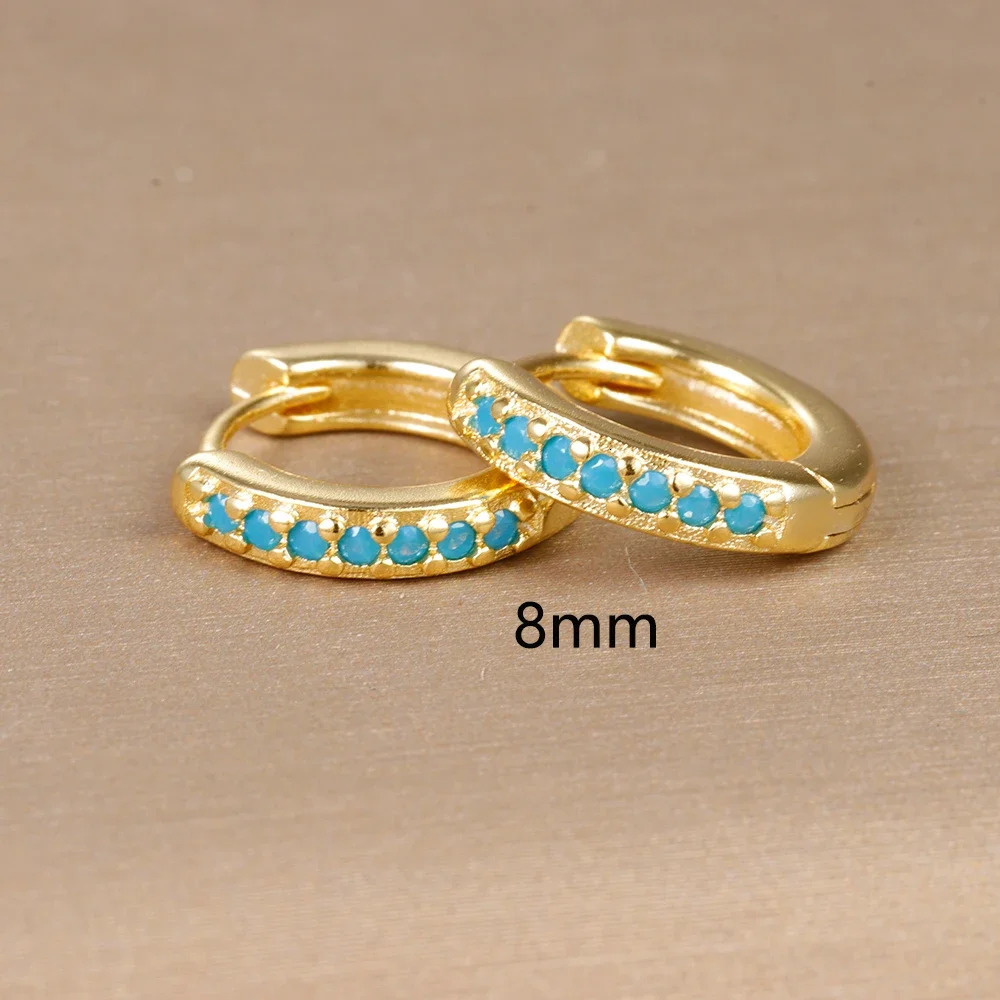 2PCS Stainless Steel Minimal Hoop Earrings Blue Crystal Zirconia Small Huggie Cartilage Earring Helix Tragus Piercing Jewelry 250708