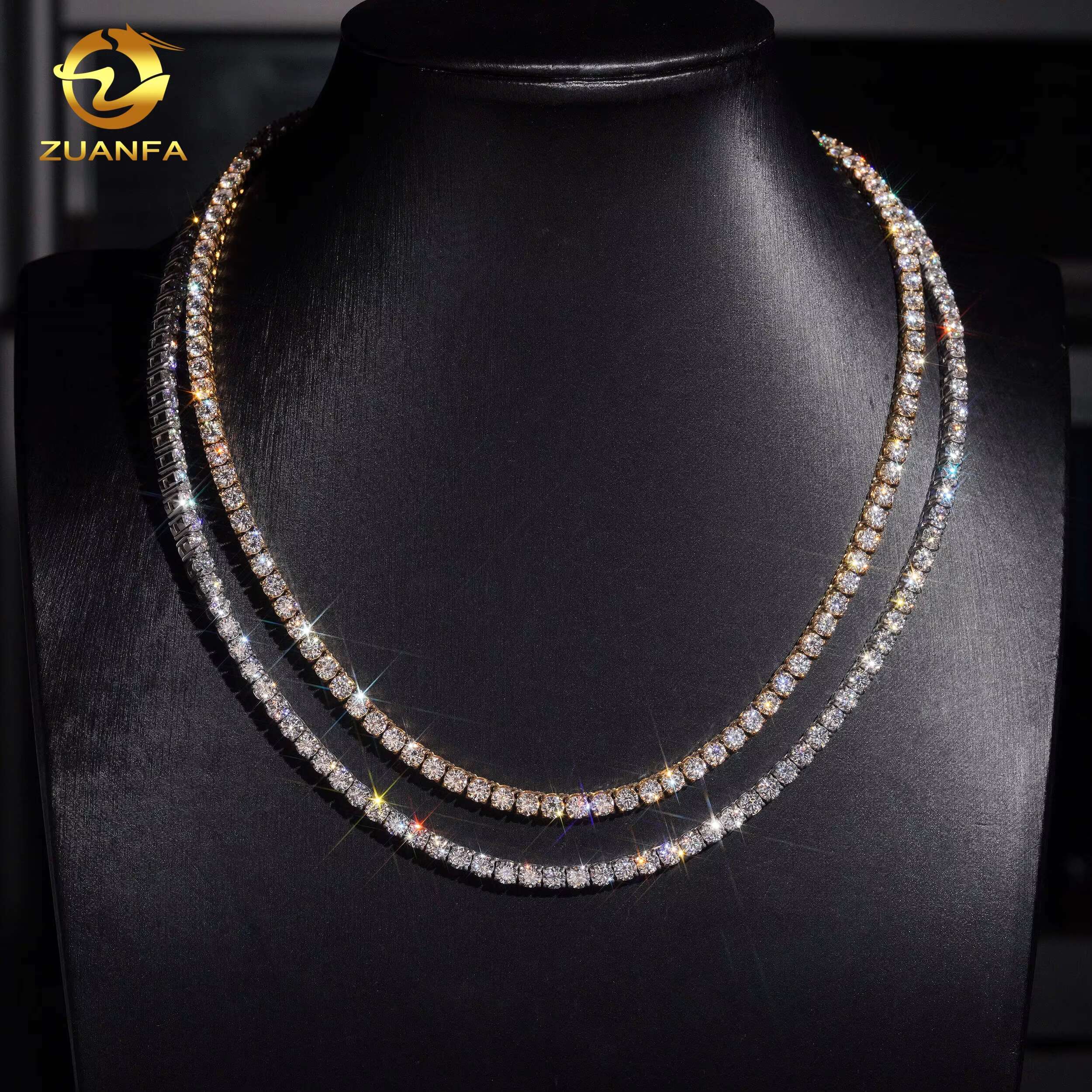 High Quality VVS Moissanite Necklace 4mm Bracelet Hip Hop Moissanite Jewelry Iced Out Diamond 316L Stainless Steel Tennis Chain