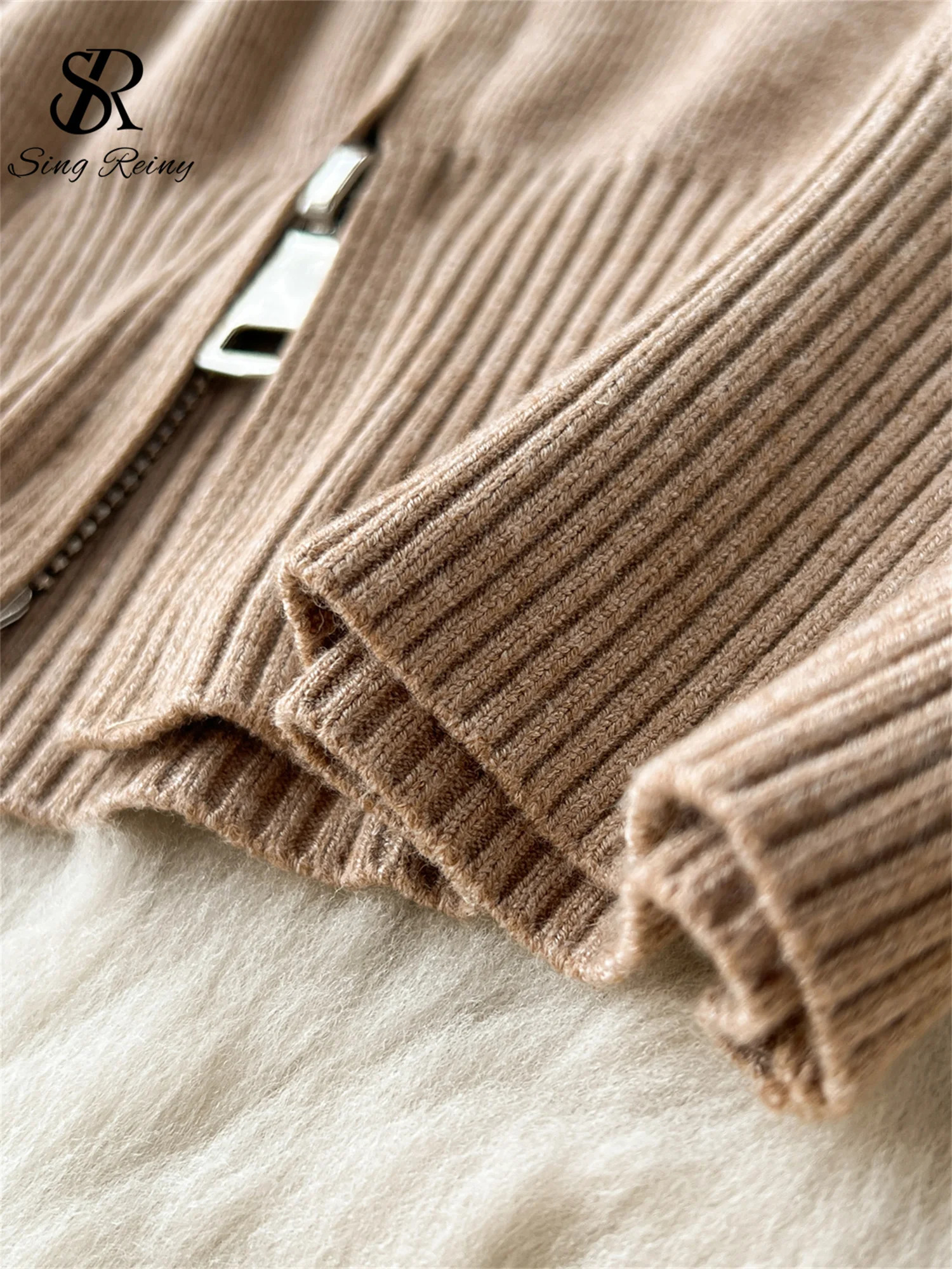 SINGREINY Fashion Casual Sports Knitted Suits Zipper HoodieElastic Waist Drawstring Wide Legs Long Pants Winter Two Pieces Sets 250709