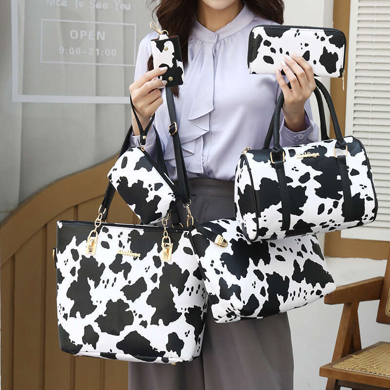 New Women's Fashion Large Capacity Handbag Printed Mother-Daughter Six-Piece Set Single Shoulder Crossbody Bag