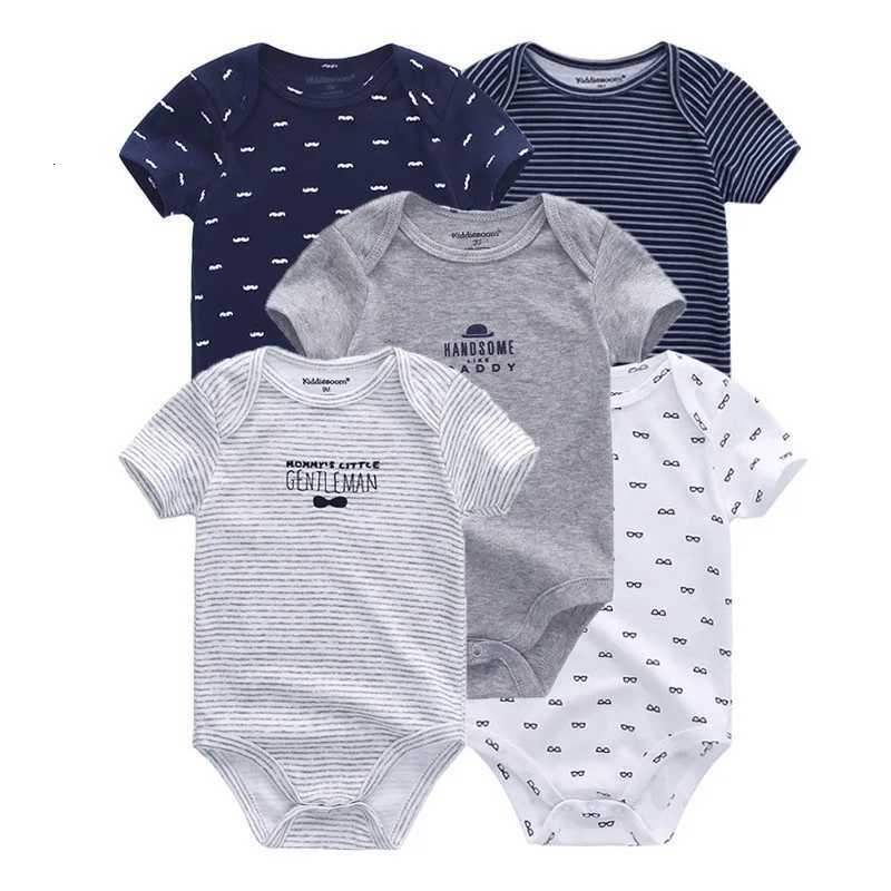 5 Pcs/Lot Kiddiezoom Four Seasons Fashion Short Sleeve Baby Boy Girl Bodysuits Soft 100% Cotton Newborn Clothes XJ250712