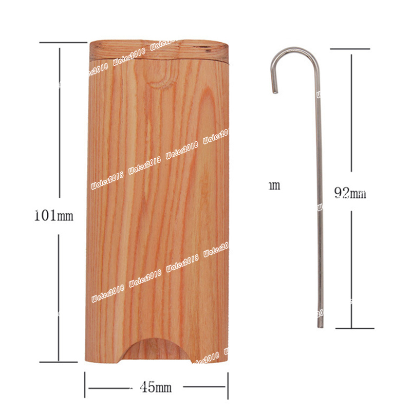 Wood Natural Handmade Wooden Dugout With Ceramic One Hitter Metal Cleaning Hook Tobacco Smoking Pipes Portable 104*46MM