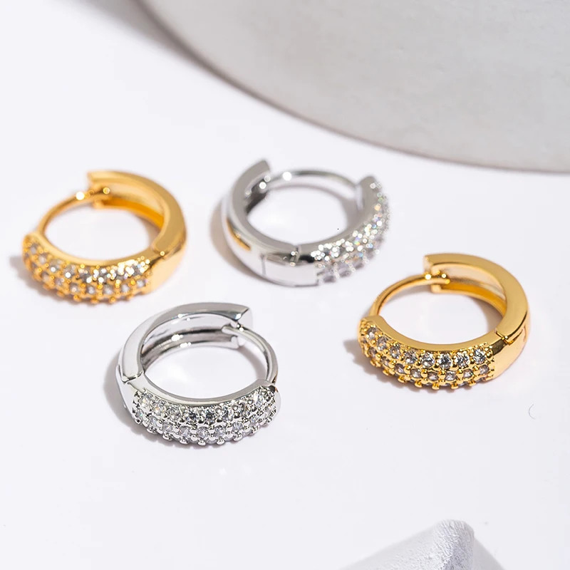 Stainless Steel Hoop Earrings For Men Cool Shiny Zirconia Small Huggie Cartilage Earring Punk Helix Tragus Piercing Jewelry 250812