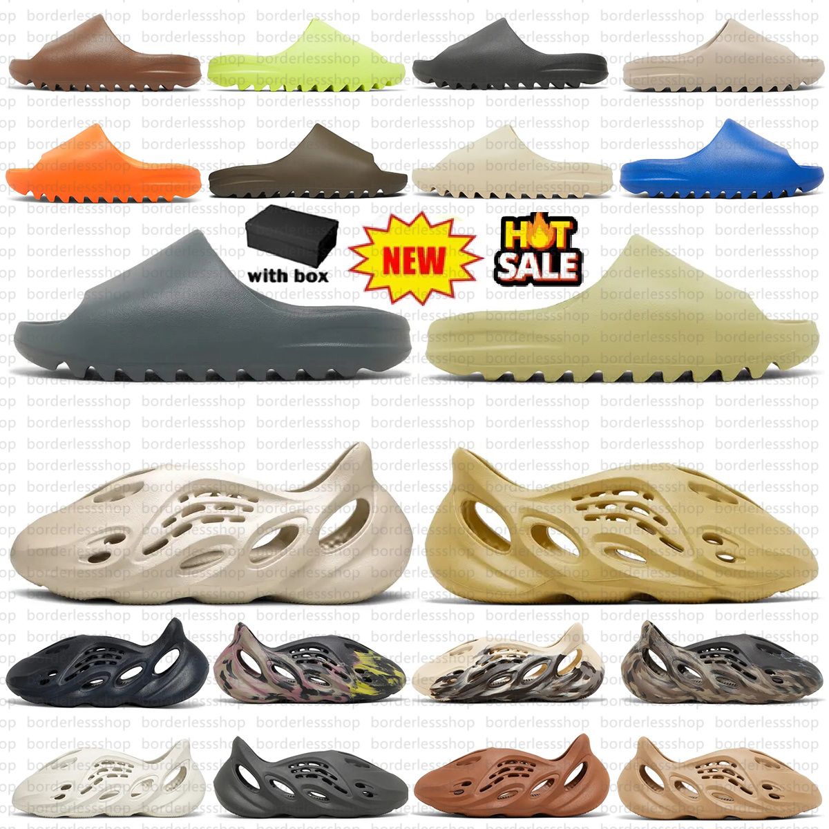 Foam Runners Onyx Slides Slippers Men Women Black White Sand Size 36-48