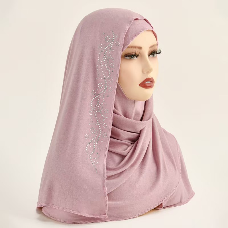 T1194 new wave hot diamond lazy convenient headscarf Muslim ladies mercerized cotton fashion head shawl