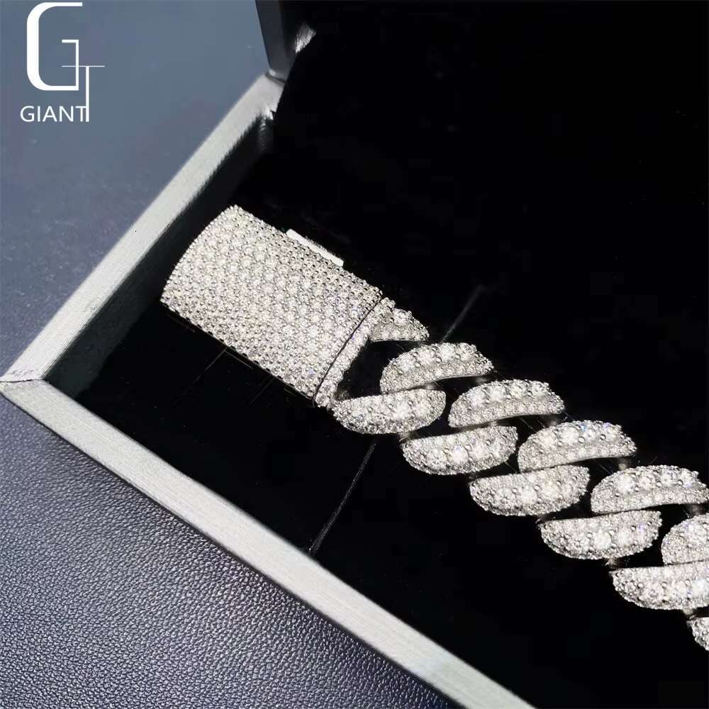 925 Sterling Silver VVS Moissanite Diamond 16 mm HIP HOP Cuban Jewelry Fashion Cuban Link Chain Necklace Bracelet Unisex