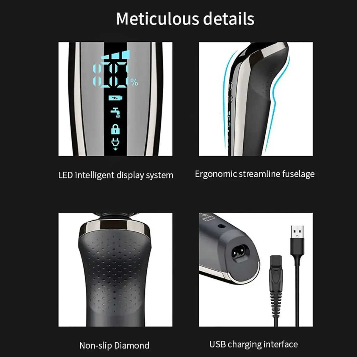 5 in 1 USB Rechargeable Mens Beard Trimmer Waterproof 4D Dry Wet Digital Display Shaver Razor Washable Shaving Machine G250712