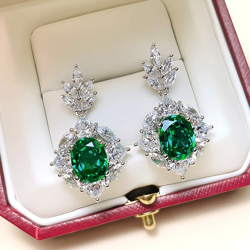 Dangle Earrings Huitan Bright Drop With Green Cubic Zirconia Charming Delicate Shiny Accessories For Women Graceful Wedding Jewelry