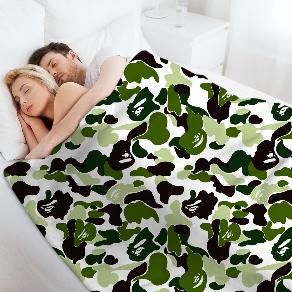 ddmythur Flannel blanket Anti-pilling flannel Air conditioning blanket camouflage camo blanket - green - view 7