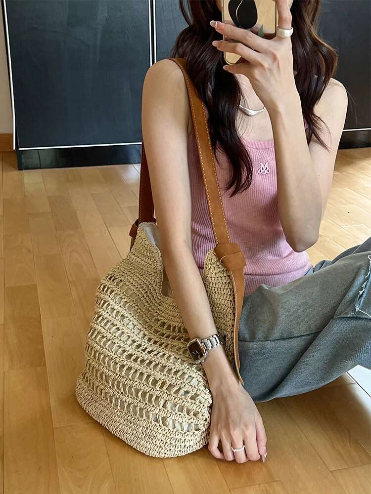 New Summer for Women Straw Shoulder Bags Rattan Woven Underarm satchel Hollow Crochet Beach Bag Casual Handbags high-quality