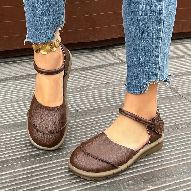 Handmade Genuine Leather Flat Shoes 2025 Summer New Fi Casual Versatile Soft Sole Womens Shoes for Outdoor Walking XJ250712