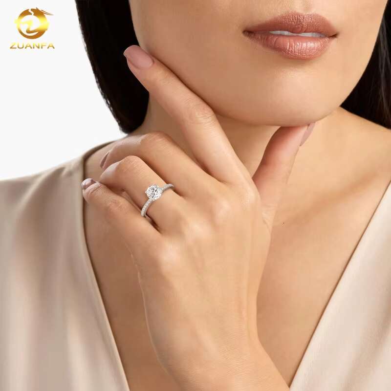 Hot Sale Soild Gold Wedding Gift Riviera Pave Diamond Engagement Ring in 14k White Gold