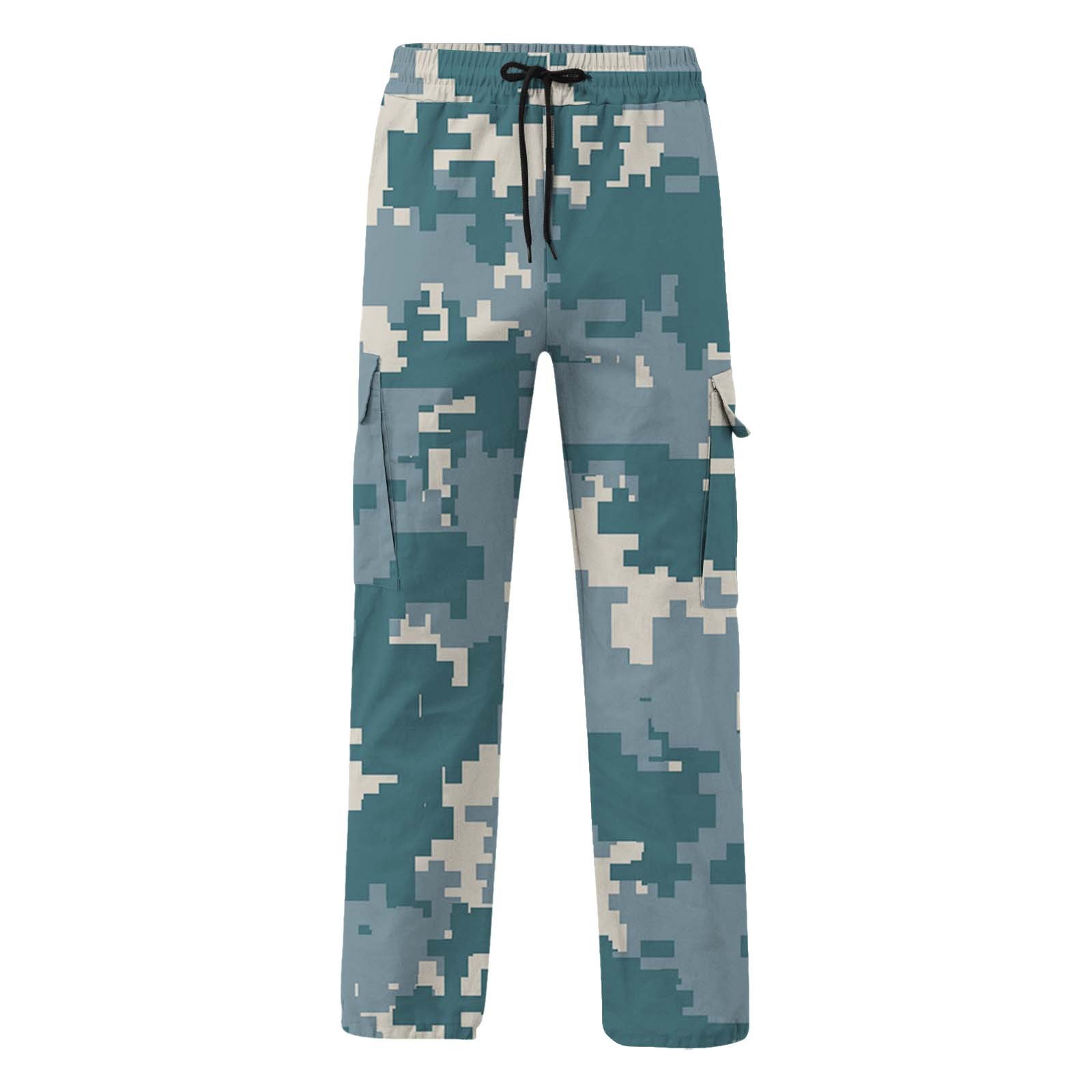 Fashion Camouflage Cargo Pants Men Print Trendy Outdoor Workwear Pants Straight Drawstring Cargo Trousers Men Clothing