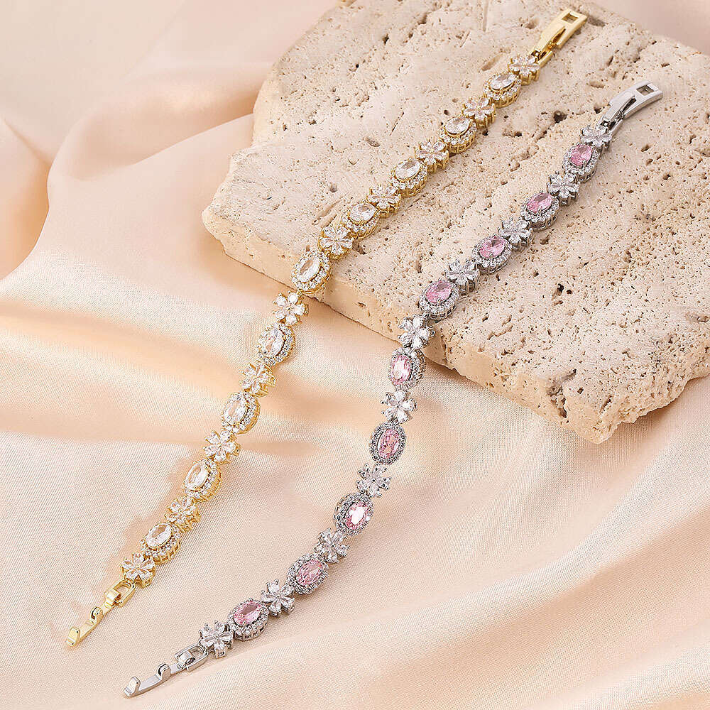 Hot Luxury jewelry designer bracelet gold silver bracelet flower multicolour moissanite fashionable high-end Roman minimalist zircon bracelet tassel b