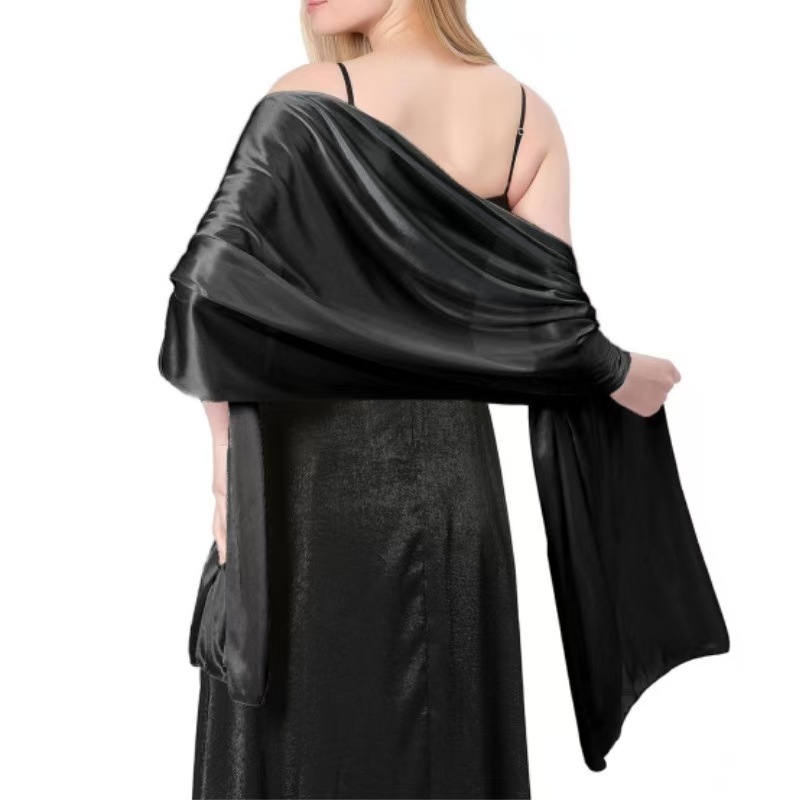 K1320 Satin Silky Glossy Shawl Satin Evening Banquet Elegant Decoration Women's Scarf Beach Party Gathering Wholesale