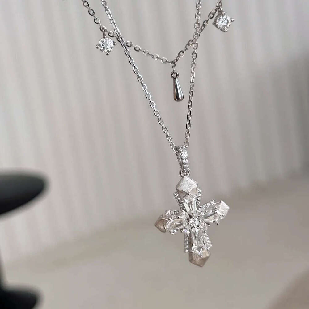 Luxury jewelry designer necklace with Italian brushed craftsmanship cross two tone gold silver pendant vintage Rupert's tears layered necklace hi