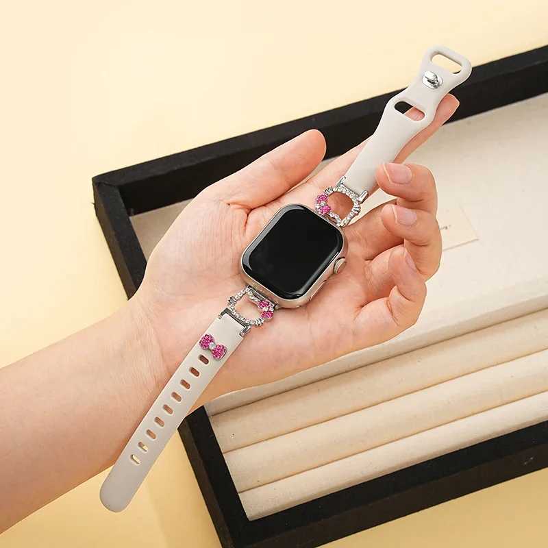 Korean Cute Cat Sile Str For ple Band 49 41 44 45 42 46 Wen Wrist Bracelet For i 9 8 7 10 SE ly Kitten watchband Y250712