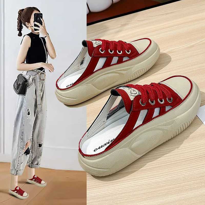 Summer New Half Slippers Baotou Casual Womens Sneakers Outdoor PU Walking Shoes Women Shoes Designer Sneakers for Women XJ250712