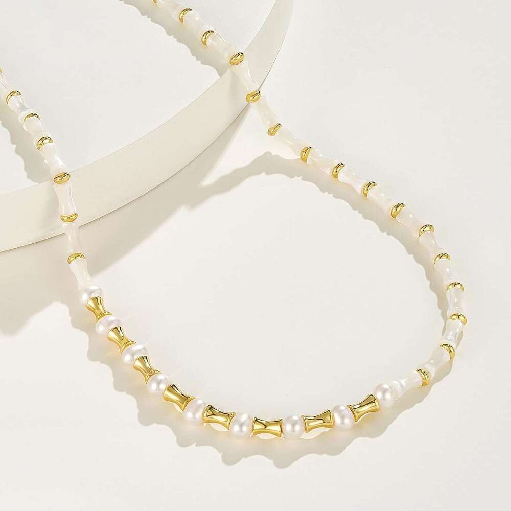 Beaded Necklace for Women Colorful Natural Gemstones Pearl Choker 14K Gold Plated Pendant Healing Crystal Necklace Handmade Stone Jewelry Gift