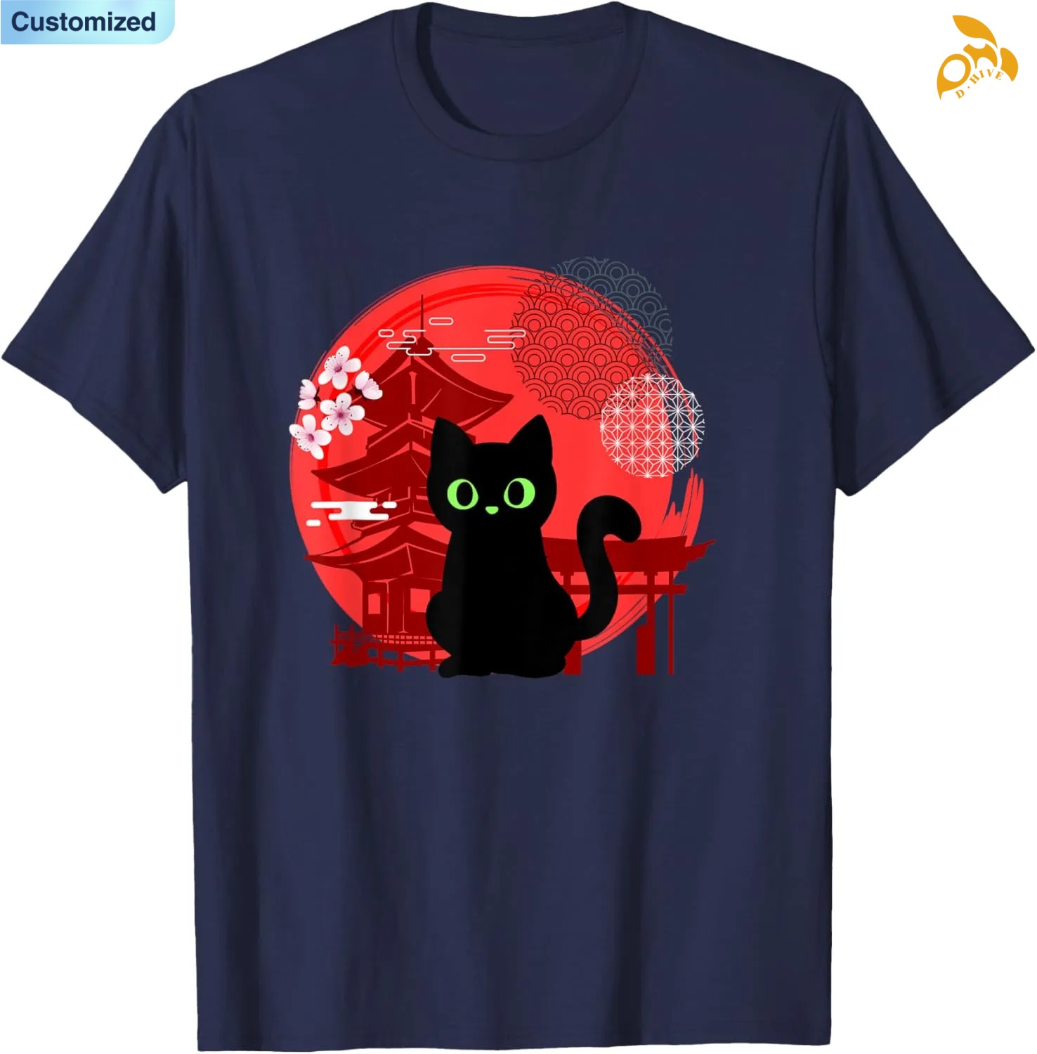 Free shipping for Men's T-Shirts Japanese Cat Silhouette Flower Kitten Anime Lover Cat high quality many code number options attractive popular