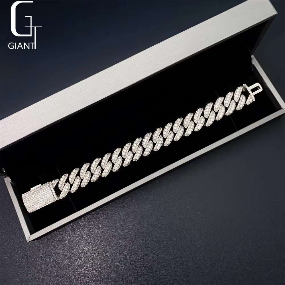925 Sterling Silver VVS Moissanite Diamond 16 mm HIP HOP Cuban Jewelry Fashion Cuban Link Chain Necklace Bracelet Unisex