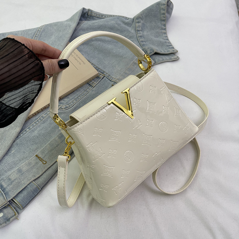 Senior sense bag women new patent leather large capacity commuting bucket bag handbag shoulder crossbody bag